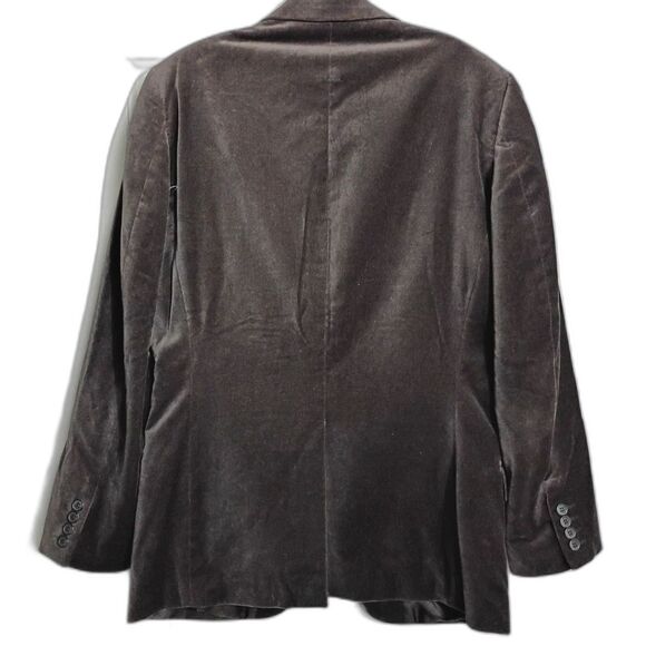H&M Men's Dark Ashy Brown Velvet 3 Button Blazer 38 Lined Academia Old Money - Picture 2 of 6